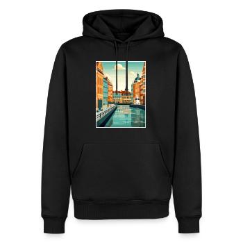 Copenhague Danemark Vintage voyage affiche Souvenir - Sweat à capuche Premium bio Homme - noir - Devant - Nico (187cm)