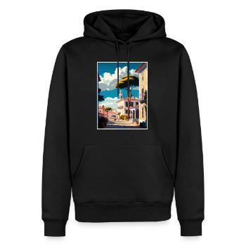 Tomar Portugal Vintage voyage affiche WPA Souvenir - Sweat à capuche Premium bio Homme - noir - Devant - Nico (187cm)