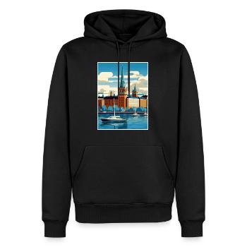 Stockholm Suède suédois Vintage voyage affiche WPA - Sweat à capuche Premium bio Homme - noir - Devant - Nico (187cm)