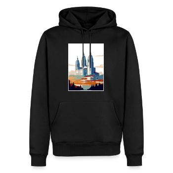 Santiago De Compostela Spanien Vintage Reiseposter - Männer Premium Bio Hoodie - Schwarz - Vorne - Nico (187cm)