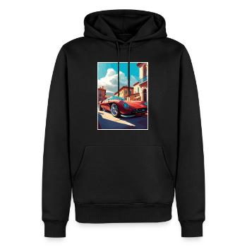 Maranello Italie Vintage voyage affiche WPA Souvenir - Sweat à capuche Premium bio Homme - noir - Devant - Nico (187cm)