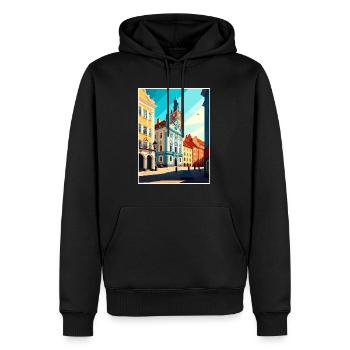 Czestochowa Pologne Vintage voyage affiche Souvenir - Sweat à capuche Premium bio Homme - noir - Devant - Nico (187cm)
