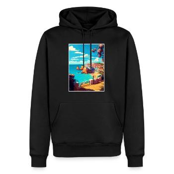 Albufeira Portugal Cascais Affiche de voyage Vintage - Sweat à capuche Premium bio Homme - noir - Devant - Nico (187cm)