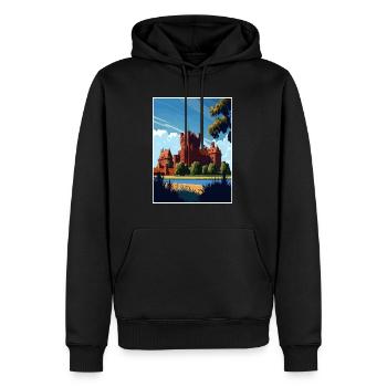 Château de Malbork Pologne Vintage voyage affiche WPA - Sweat à capuche Premium bio Homme - noir - Devant - Nico (187cm)