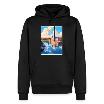 Naantali Finlande Vintage voyage affiche Souvenir - Sweat à capuche Premium bio Homme - noir - Devant - Nico (187cm)