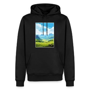 Pyrenäen Nationalpark Frankreich Reiseplakat - Männer Premium Bio Hoodie - Schwarz - Vorne - Nico (187cm)