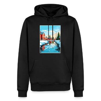 Oulu Finlande Vintage voyage affiche WPA Souvenir - Sweat à capuche Premium bio Homme - noir - Devant - Nico (187cm)