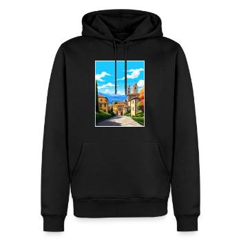 Bergame Italie Vintage voyage affiche WPA Souvenir - Sweat à capuche Premium bio Homme - noir - Devant - Nico (187cm)