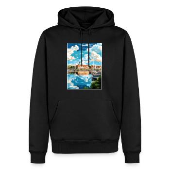 Vaasa Finlande Vintage voyage affiche WPA Souvenir - Sweat à capuche Premium bio Homme - noir - Devant - Nico (187cm)