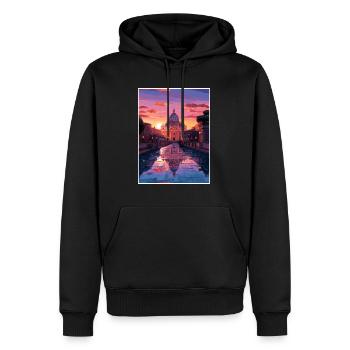 Basilique Saint-Pierre Italie Affiche de voyage Vintage - Sweat à capuche Premium bio Homme - noir - Devant - Nico (187cm)