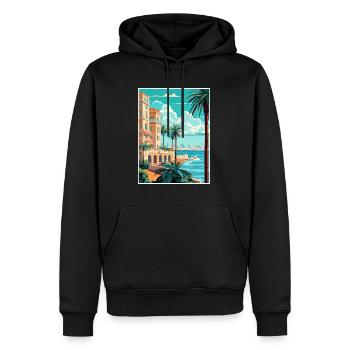 Cote D Azur Frankreich Vintage Reiseposter Souvenir - Männer Premium Bio Hoodie - Schwarz - Vorne - Nico (187cm)