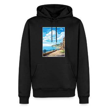 Saint Malo Frankreich Vintage Reiseposter Souvenir - Männer Premium Bio Hoodie - Schwarz - Vorne - Nico (187cm)