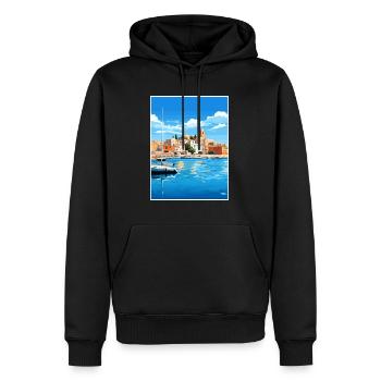Balearen Spanien Vintage Reiseposter WPA - Männer Premium Bio Hoodie - Schwarz - Vorne - Nico (187cm)