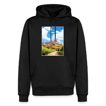 Castille-et-León Espagne Vintage voyage affiche WPA - Sweat à capuche Premium bio Homme - noir - Devant - Nico (187cm)