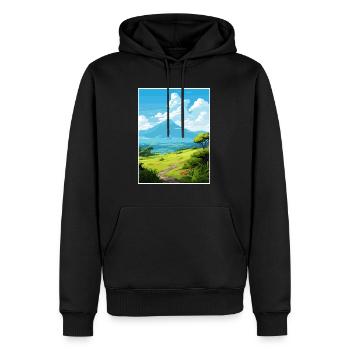 La Réunion Nationalpark Frankreich Reiseplakat - Männer Premium Bio Hoodie - Schwarz - Vorne - Nico (187cm)