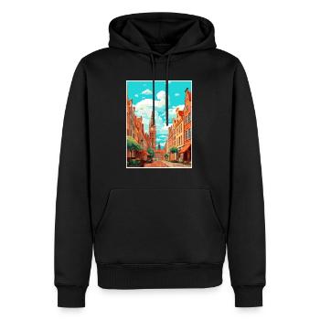 Danzig Polnische Ostseeküste Polen Reiseplakat - Männer Premium Bio Hoodie - Schwarz - Vorne - Nico (187cm)