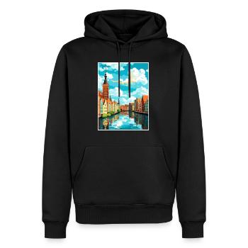 Danzig Polnische Ostseeküste Polen Reiseplakat - Männer Premium Bio Hoodie - Schwarz - Vorne - Nico (187cm)