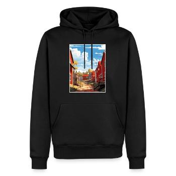 Porvoo Finlande Vintage voyage affiche WPA Souvenir - Sweat à capuche Premium bio Homme - noir - Devant - Nico (187cm)