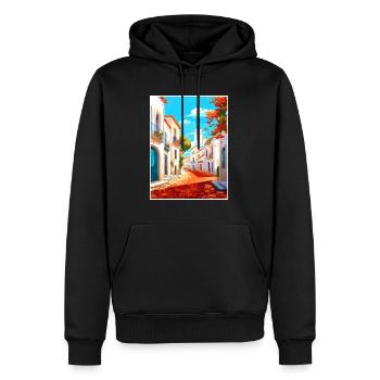 Evora Portugal Vintage Travel Poster WPA Souvenir - Men’s Premium Organic Hoodie - black - Front - Nico (187cm)