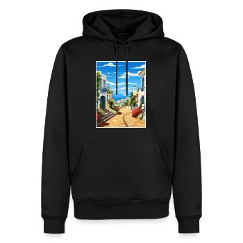 Albufeira Portugal Cascais Affiche de voyage Vintage - Sweat à capuche Premium bio Homme - noir - Devant - Nico (187cm)