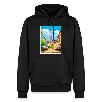 Magdebourg décoration Allemagne Vintage Travel Poster - Sweat à capuche Premium bio Homme - noir - Devant - Nico (187cm)