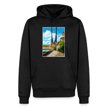 Magdebourg décoration Allemagne Vintage Travel Poster - Sweat à capuche Premium bio Homme - noir - Devant - Nico (187cm)