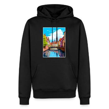 Munster Décoration Allemagne Affiche de voyage Vintage - Sweat à capuche Premium bio Homme - noir - Devant - Nico (187cm)