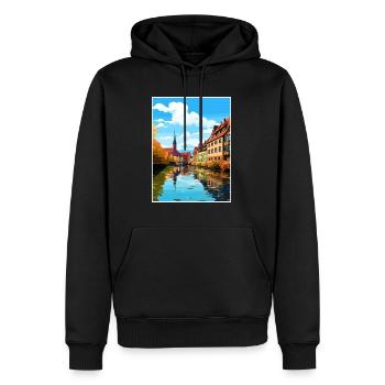 Nuremberg décoration Allemagne Vintage affiche de voyage - Sweat à capuche Premium bio Homme - noir - Devant - Nico (187cm)