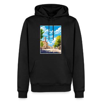 Nîmes France affiche de voyage vintage WPA Souvenir - Sweat à capuche Premium bio Homme - noir - Devant - Nico (187cm)