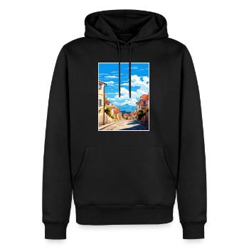 Viseu Portugal Vintage voyage affiche WPA Souvenir - Sweat à capuche Premium bio Homme - noir - Devant - Nico (187cm)