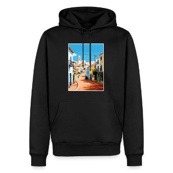 Albufeira Portugal Cascais Affiche de voyage Vintage - Sweat à capuche Premium bio Homme - noir - Devant - Nico (187cm)
