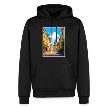 Munich décoration Allemagne Vintage affiche de voyage - Sweat à capuche Premium bio Homme - noir - Devant - Nico (187cm)