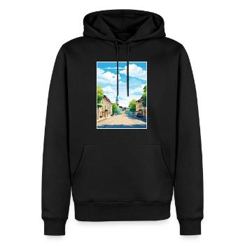 Trèves Allemagne affiche de voyage vintage WPA Souvenir - Sweat à capuche Premium bio Homme - noir - Devant - Nico (187cm)