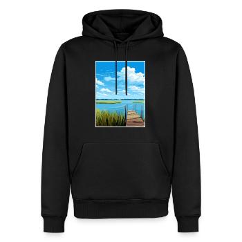 Lac Albufera Espagne Ibiza Déco Affiche de voyage - Sweat à capuche Premium bio Homme - noir - Devant - Nico (187cm)