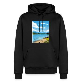 Lac Banyoles Espagne Ibiza Déco Affiche De Voyage - Sweat à capuche Premium bio Homme - noir - Devant - Nico (187cm)
