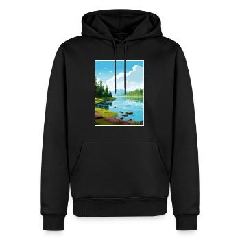 Lake Sainte Croix Deco Vintage Reiseplakat WPA - Männer Premium Bio Hoodie - Schwarz - Vorne - Nico (187cm)
