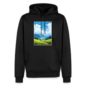Reiseplakat des Pyrenäen-Nationalparks in Frankreich - Männer Premium Bio Hoodie - Schwarz - Vorne - Nico (187cm)