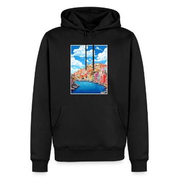 Ponza Italie affiche de voyage vintage WPA Souvenir - Sweat à capuche Premium bio Homme - noir - Devant - Nico (187cm)
