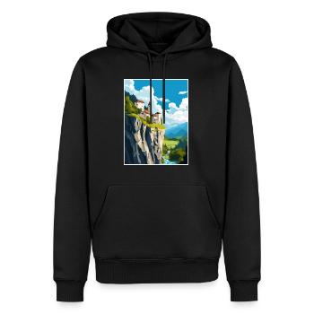 Château de Predjama Slovénie Lac de Bled Affiche de voyage - Sweat à capuche Premium bio Homme - noir - Devant - Nico (187cm)