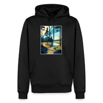 Bory Tucholskie Poland Vintage Travel Poster WPA - Men’s Premium Organic Hoodie - black - Front - Nico (187cm)