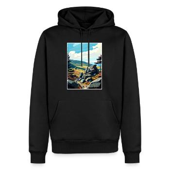 Karkonosze Pologne Vintage voyage affiche Souvenir - Sweat à capuche Premium bio Homme - noir - Devant - Nico (187cm)