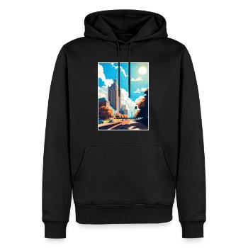 Katowice Pologne Vintage voyage affiche WPA Souvenir - Sweat à capuche Premium bio Homme - noir - Devant - Nico (187cm)