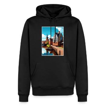 Bydgoszcz Pologne Vintage voyage affiche Souvenir - Sweat à capuche Premium bio Homme - noir - Devant - Nico (187cm)