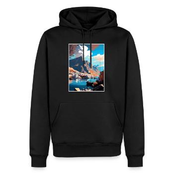 Kalymnos Griechenland Dekoration Vintage Reiseposter - Männer Premium Bio Hoodie - Schwarz - Vorne - Nico (187cm)