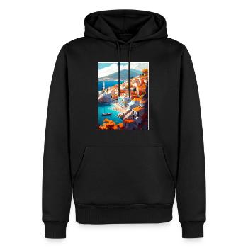 Hydra Griechenland Dekoration Vintage Reiseposter WPA - Männer Premium Bio Hoodie - Schwarz - Vorne - Nico (187cm)