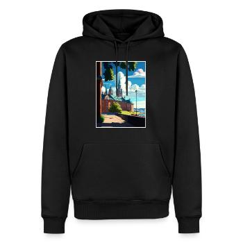 Vasteras Suède Vintage voyage affiche WPA Souvenir - Sweat à capuche Premium bio Homme - noir - Devant - Nico (187cm)