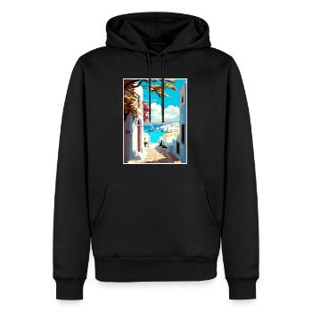 Paros Grèce Décoration Vintage Voyage Poster WPA - Sweat à capuche Premium bio Homme - noir - Devant - Nico (187cm)
