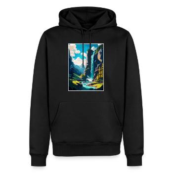 Trummelbachfälle Schweiz Reiseplakat - Männer Premium Bio Hoodie - Schwarz - Vorne - Nico (187cm)