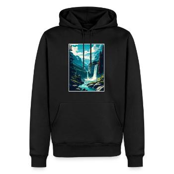 Engstligen Falls Suisse Affiche de voyage vintage - Sweat à capuche Premium bio Homme - noir - Devant - Nico (187cm)