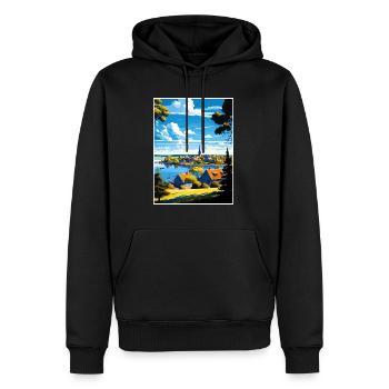 Sigtuna Suède Vintage voyage affiche WPA Souvenir - Sweat à capuche Premium bio Homme - noir - Devant - Nico (187cm)